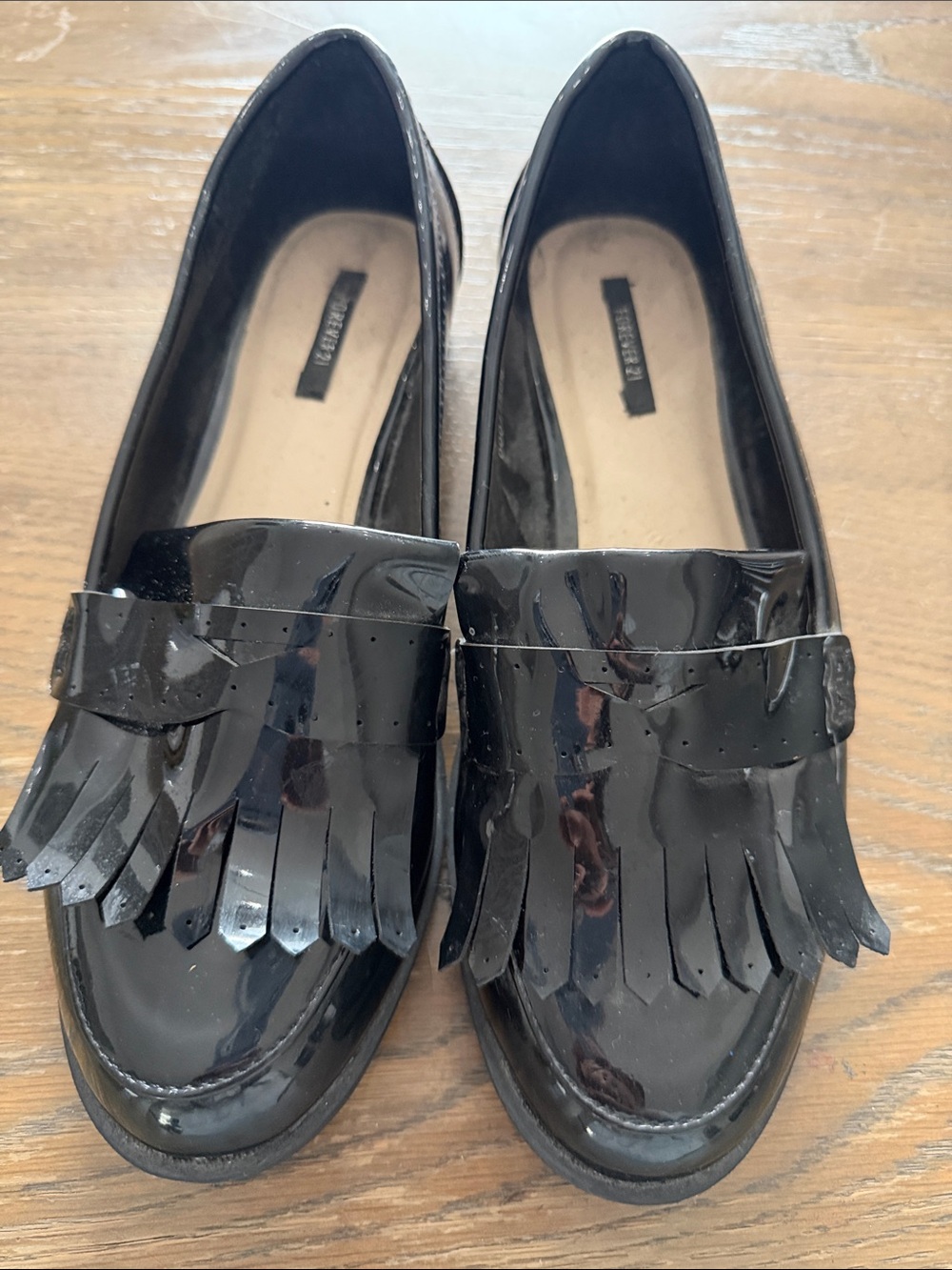 Forever 21 Black Patent Fringe Loafers